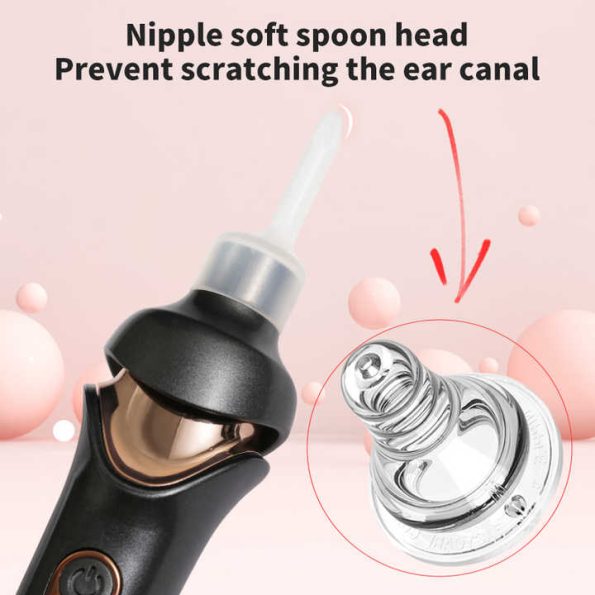 Black Electric Earwax Removal Tool - LED Light Ear Cleaner for Adults and Kids, USB Rechargeable with Multiple Tips - Image 3