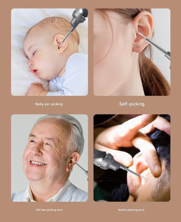 Black Rechargeable Visual Electric Ear Cleaner with LED Light - Safe and Effective Ear Wax Removal Tool for Adults and Children - Image 2