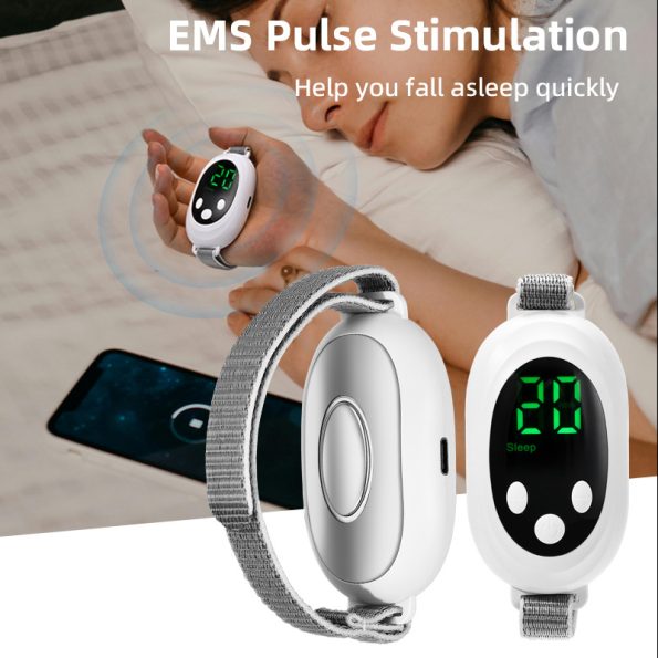 White Portable Sleep Aid Device - EMS Pulse Relaxation & Stress Relief Gadget with LED Display| Adjustable Wrist Strap - Image 2