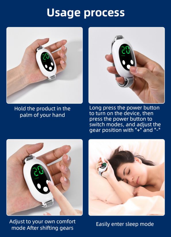 White Portable Sleep Aid Device - EMS Pulse Relaxation & Stress Relief Gadget with LED Display| Adjustable Wrist Strap - Image 5