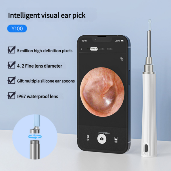 Blue Smart Visual Ear Cleaning Stick with 1080P Camera and Rechargeable Battery - Image 2