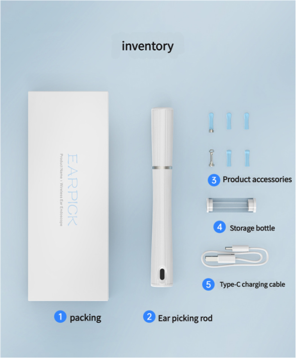Blue Smart Visual Ear Cleaning Stick with 1080P Camera and Rechargeable Battery - Image 5