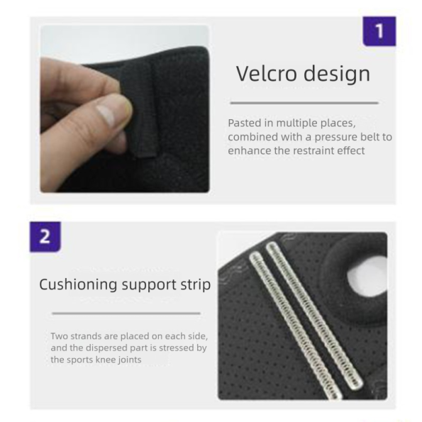 Black Adjustable Knee Brace Support (Pair) with Dual Spring Stabilizers & Patella Gel Pad - Non-Slip for Sports Running Hiking - Image 9
