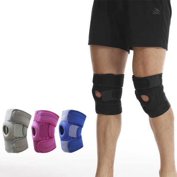 Blue Adjustable Knee Brace Support (Pair) with Dual Spring Stabilizers & Patella Gel Pad - Non-Slip for Sports Running Hiking - Image 3