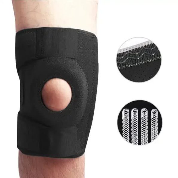 Blue Adjustable Knee Brace Support (Pair) with Dual Spring Stabilizers & Patella Gel Pad - Non-Slip for Sports Running Hiking - Image 4