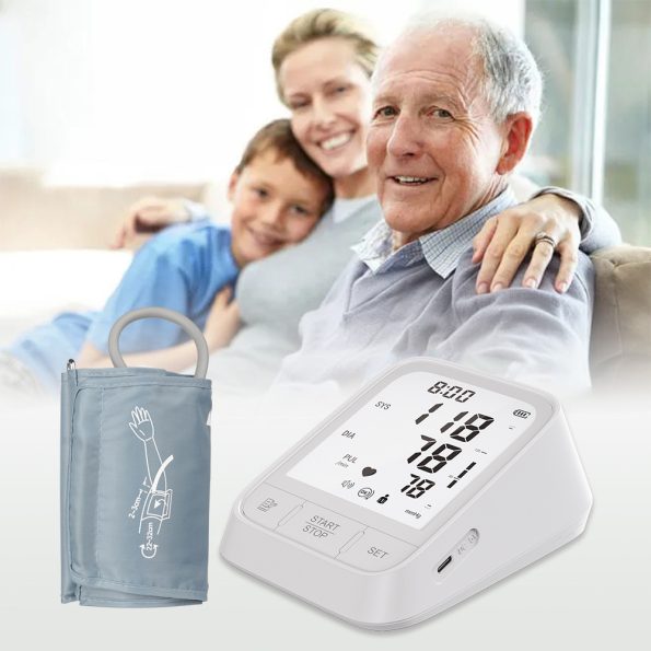 White Smart Upper Arm Blood Pressure Monitor - Medical Automatic BP Machine for Export - Image 2
