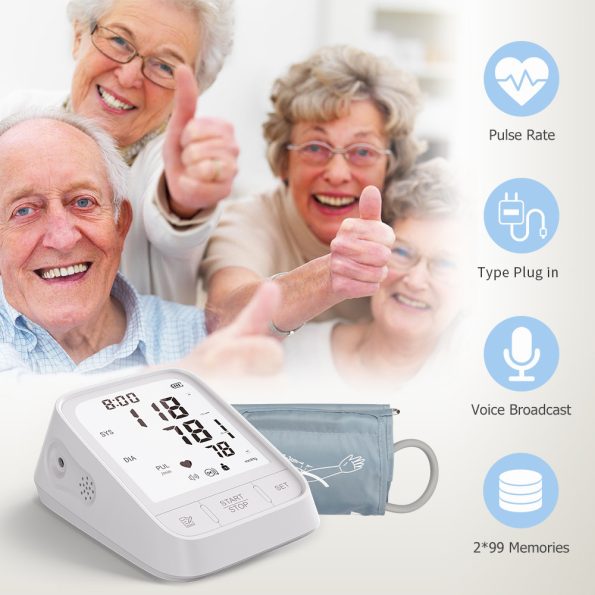 White Smart Upper Arm Blood Pressure Monitor - Medical Automatic BP Machine for Export - Image 5