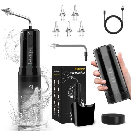 Electric Ear Wax Removal Kit & Nasal Irrigator - 4 Modes| IPX7 Waterproof(black)