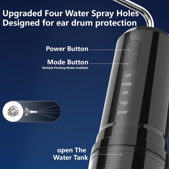 Electric Ear Wax Removal Kit & Nasal Irrigator - 4 Modes| IPX7 Waterproof(black) - Image 2
