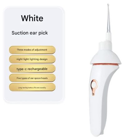 Electric Ear Wax Suction Cleaner - 3 Modes| LED Light| 5 Soft Tips(white)