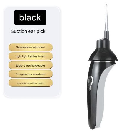 Electric Ear Wax Suction Cleaner - 3 Modes| LED Light| 5 Soft Tips(black)