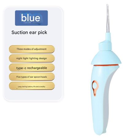 Electric Ear Wax Suction Cleaner - 3 Modes| LED Light| 5 Soft Tips(blue)