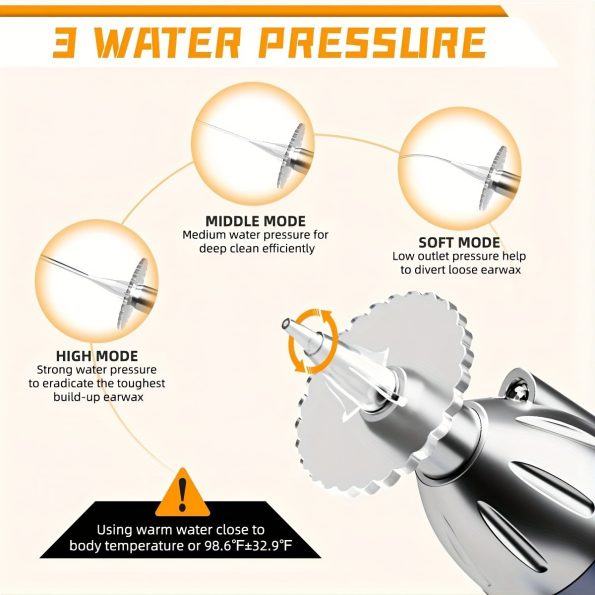 Rechargeable Electric Ear Wax Removal Kit - 3 Pressure Modes| LED Light & 90-Day Battery Life(White) - Image 3