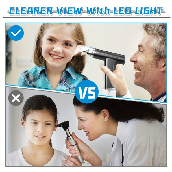Rechargeable Electric Ear Wax Removal Kit - 3 Pressure Modes| LED Light & 90-Day Battery Life(blue) - Image 4