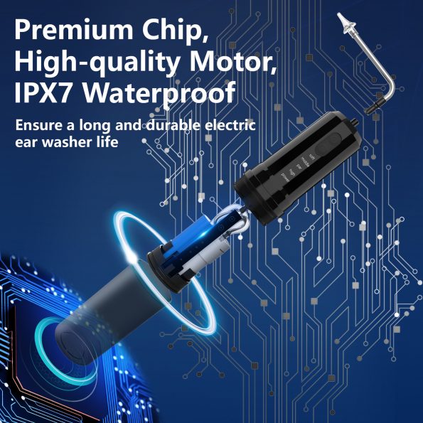Rechargeable 2-in-1 Electric Ear & Nasal Cleaner Kit - IPX7 Waterproof| 4 Pressure Modes| Safe-Spray Nozzles(black) - Image 3