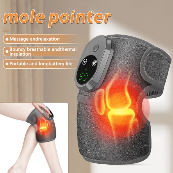 Rechargeable Heated Vibration Knee Massager Brace - 3 Heat & 3 Vibration Levels for Joint Pain Relief(Grey) - Image 2