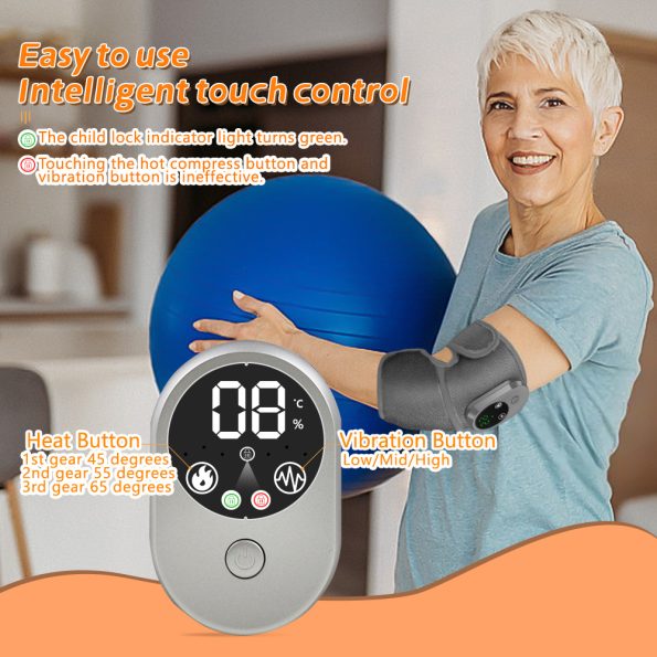 Rechargeable Heated Vibration Knee Massager Brace - 3 Heat & 3 Vibration Levels for Joint Pain Relief(Grey) - Image 4