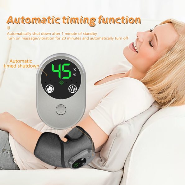 Rechargeable Heated Vibration Knee Massager Brace - 3 Heat & 3 Vibration Levels for Joint Pain Relief(Grey) - Image 9