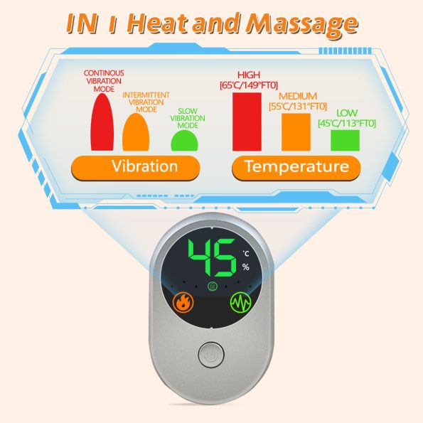 Rechargeable Heated Vibration Knee Massager Brace - 3 Heat & 3 Vibration Levels for Joint Pain Relief(Grey) - Image 11