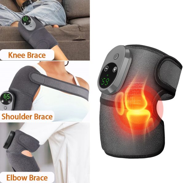 Rechargeable Heated Vibration Knee Massager Brace - 3 Heat & 3 Vibration Levels for Joint Pain Relief(Grey) - Image 12