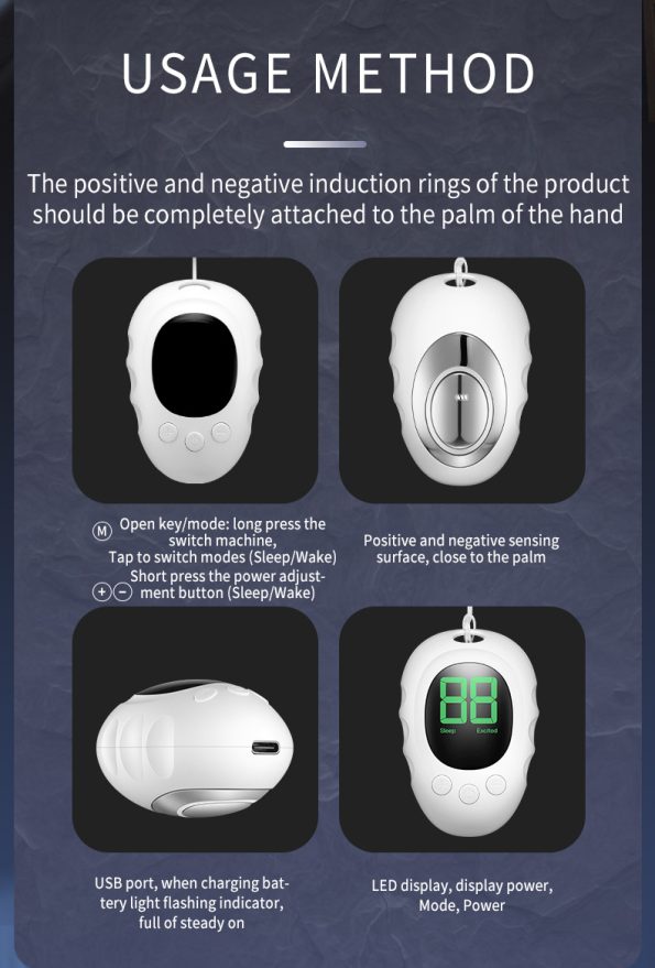 Handheld Microcurrent Sleep Aid Device - USB Rechargeable Pulse Massager for Relaxation & Deep Sleep(black) - Image 6