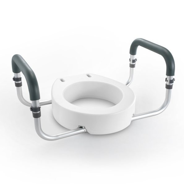 VEVOR Raised Toilet Seat| 88.9 mm Height Raised| 136 kg Weight Capacity| for Standard Round Toilet| Aluminum Handrail| with EVA Armrest Padding - Image 11