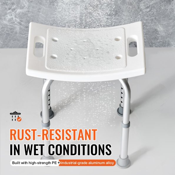 VEVOR Shower Chair| Adjustable Height Shower Stool with Built-in Handles| Shower Seat for Inside Shower or Tub| Non-Slip Bench Bathtub Stool Seat for Elderly Disabled Handicap| 158.8 kg Capacity - Image 4