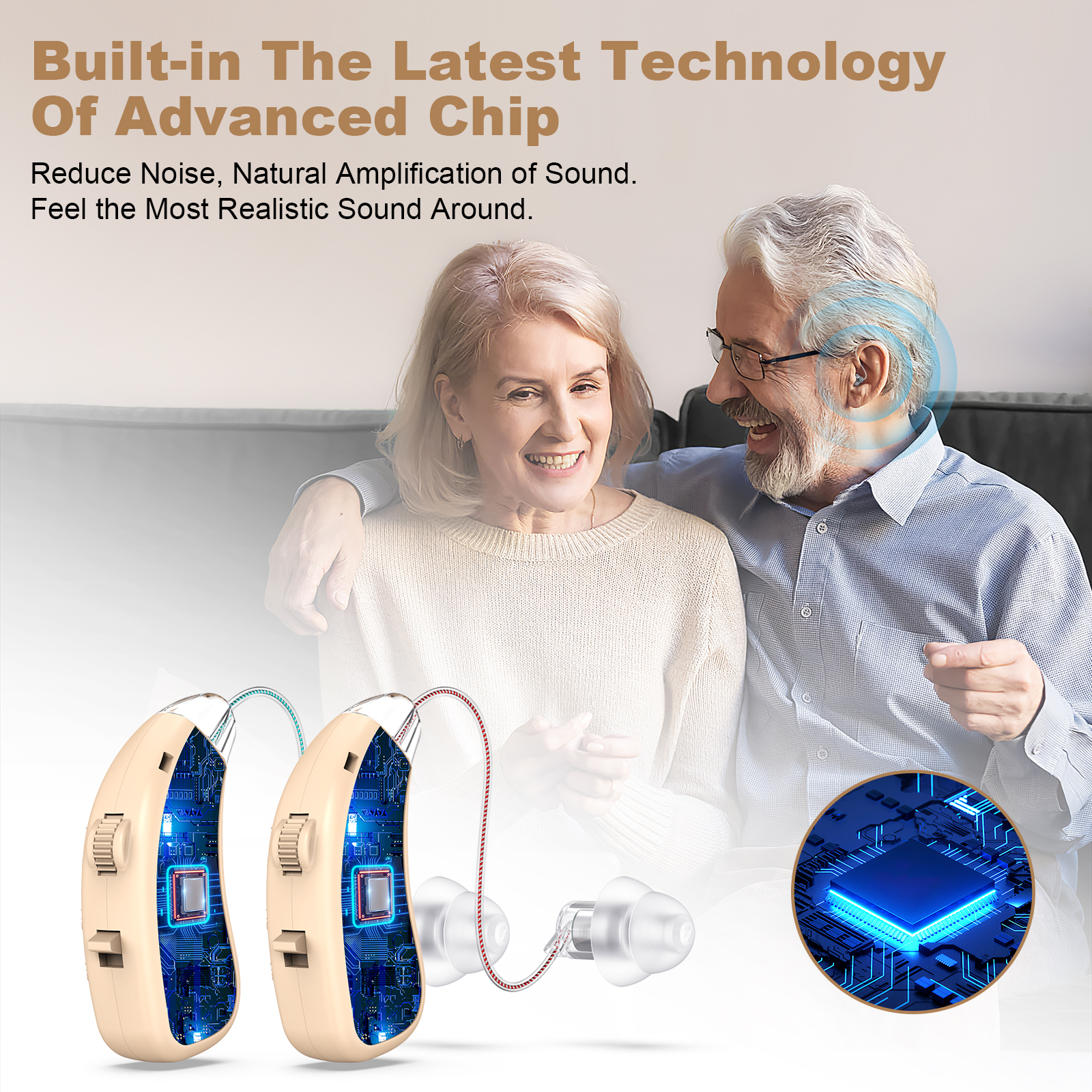 Rechargeable Behind-the-Ear Hearing Aids with Charging Case & LCD Display – Compact Sound Amplifier for Adults and Seniors (White Case, Skin Tone Device) - Image 6