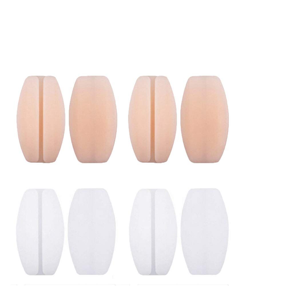 4 Pairs Silicone Bra Strap Cushions Holder Non-Slip Shoulder Pads Ease Shoulder Discomfort (2 pairs white+2 pairs nude)