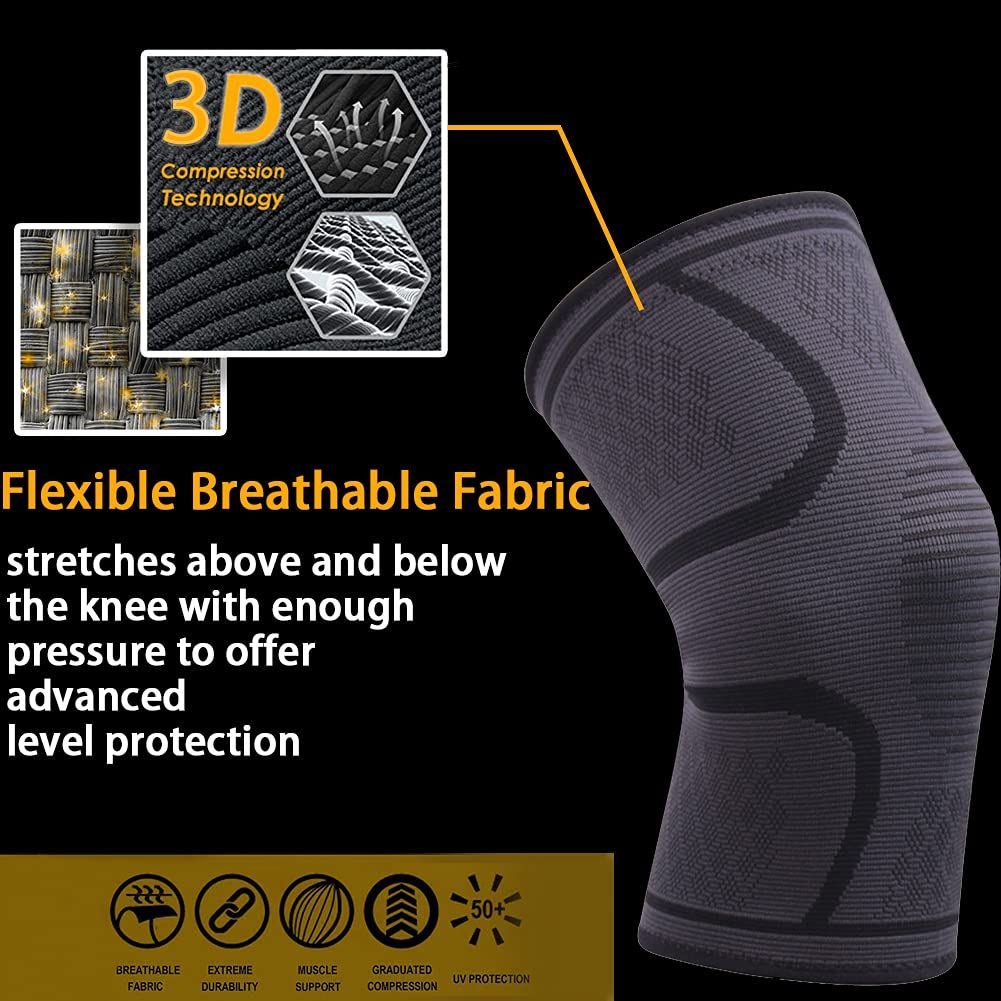 Knee Pads Knee Sleeves Weightlifting Knee Compression Sleeve, Knee Support Knee Flex Wrap Knee Sleeves - Image 3
