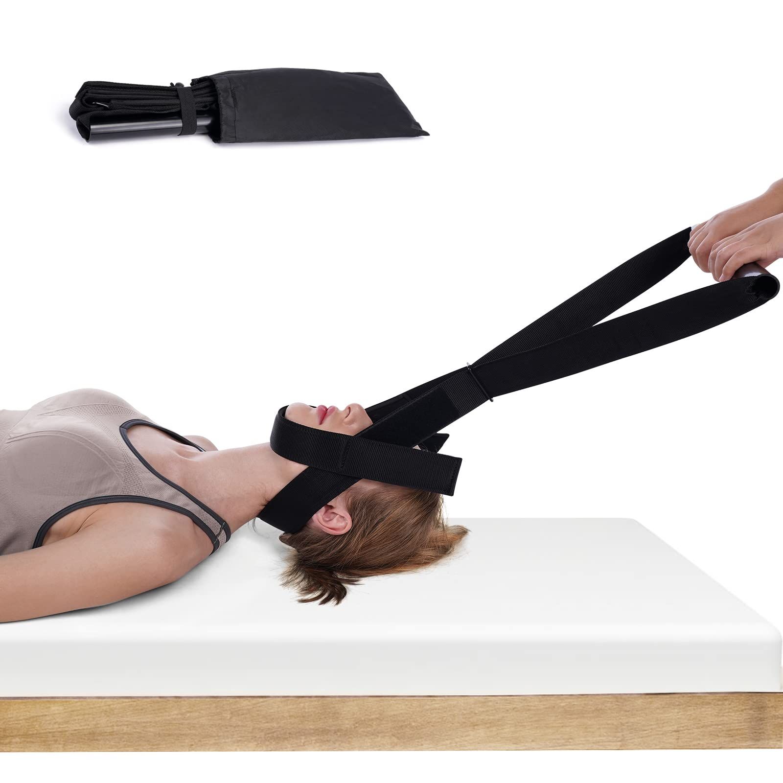 Neck Stretcher Strap, Spine Chiropractic Decompression Tool with Chin Belt. Cervical Neck Traction Device.