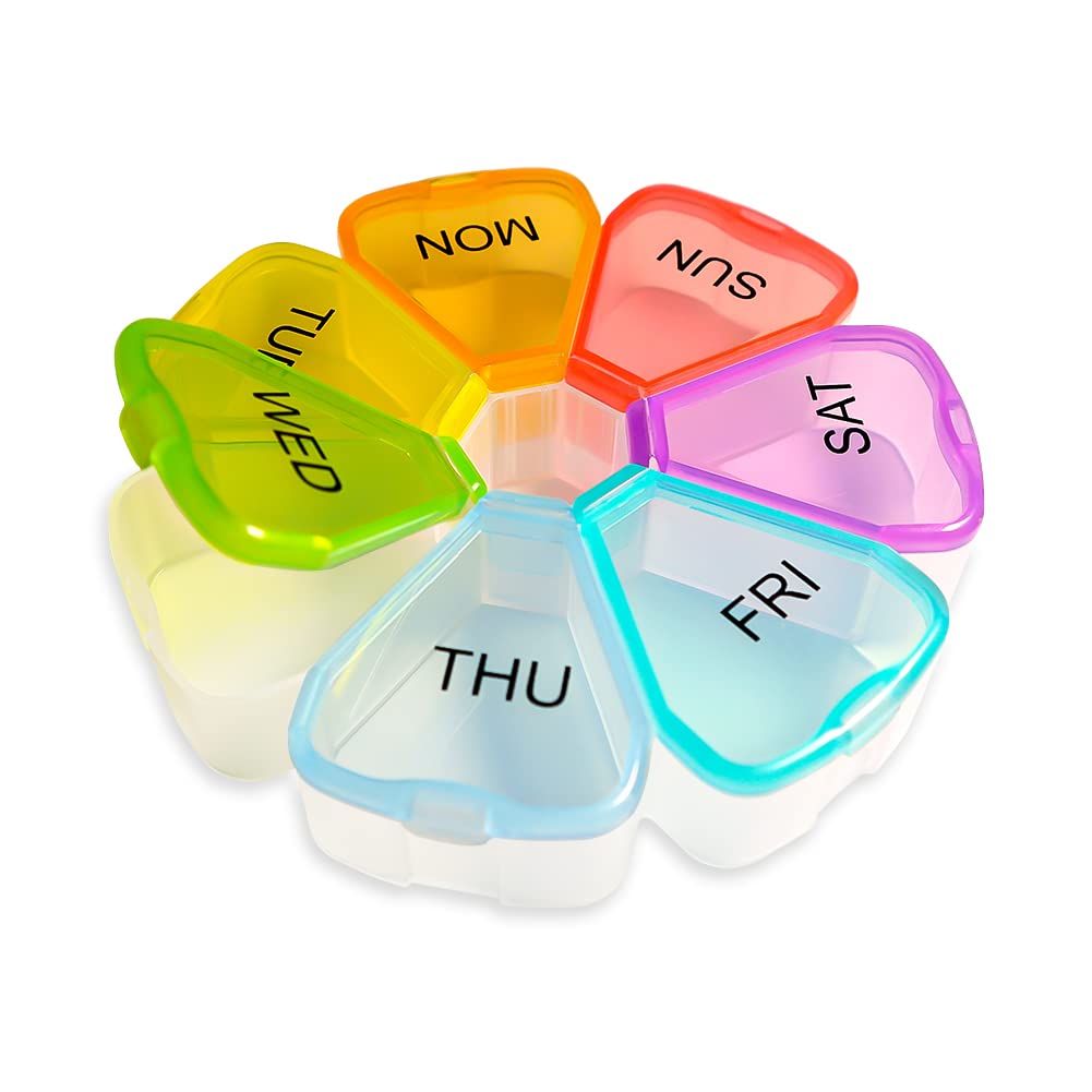 Large Weekly Medicine Organizer, 7 Day Portable Pill Box Case for Vitamin, Cod Liver Oil, Supplements, Arthritis Friendl