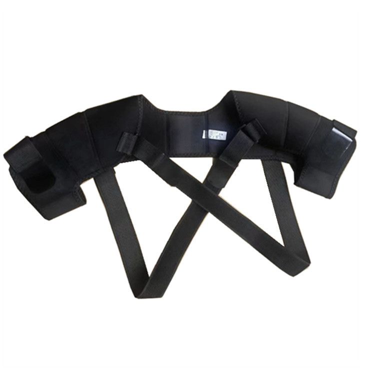 Black Large size Double Shoulder Support Brace - Adjustable Posture Corrector with Breathable Mesh, Compression Therapy for Gym, Running, and Daily Activities