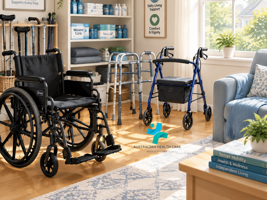 Bedside commode chair designed to assist with toileting and personal care at home. australian medical supplies
australian health supplies, health care supplies, home health supplies, medical supply store, healthcare equipment, medical equipment, wholesale healthcare supplies.