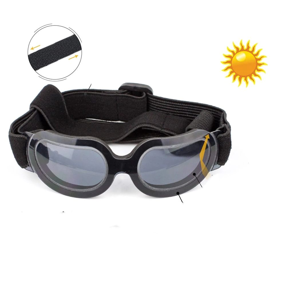 Dog Goggles Small Breed UV Lens Doggy Sunglasses for Small Dogs Eyes Protection Outdoor Antifogging Snowproof Bright Black
