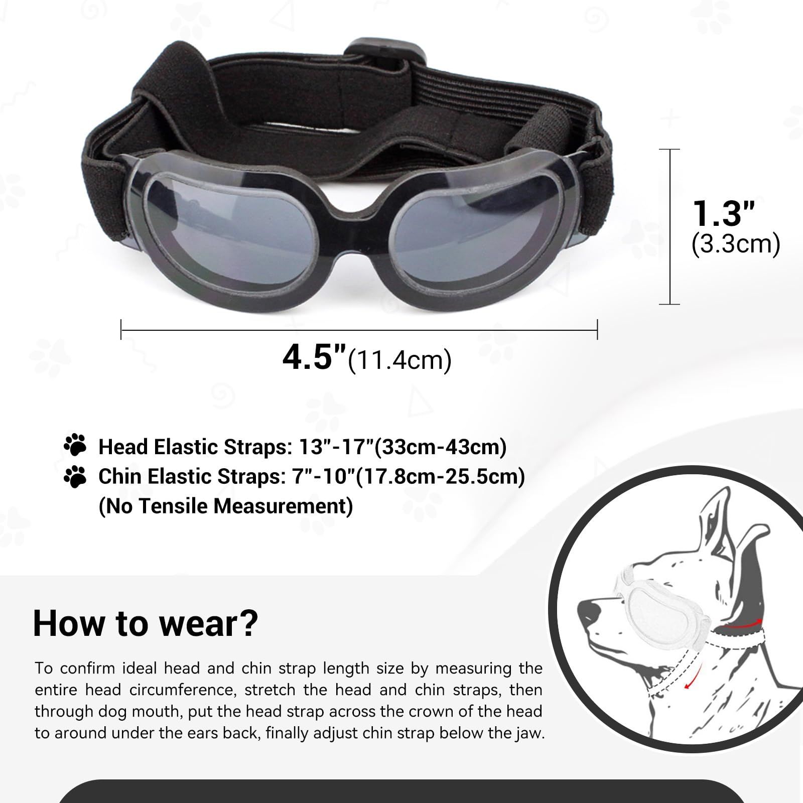 Dog Goggles Small Breed UV Lens Doggy Sunglasses for Small Dogs Eyes Protection Outdoor Antifogging Snowproof Bright Black - Image 3