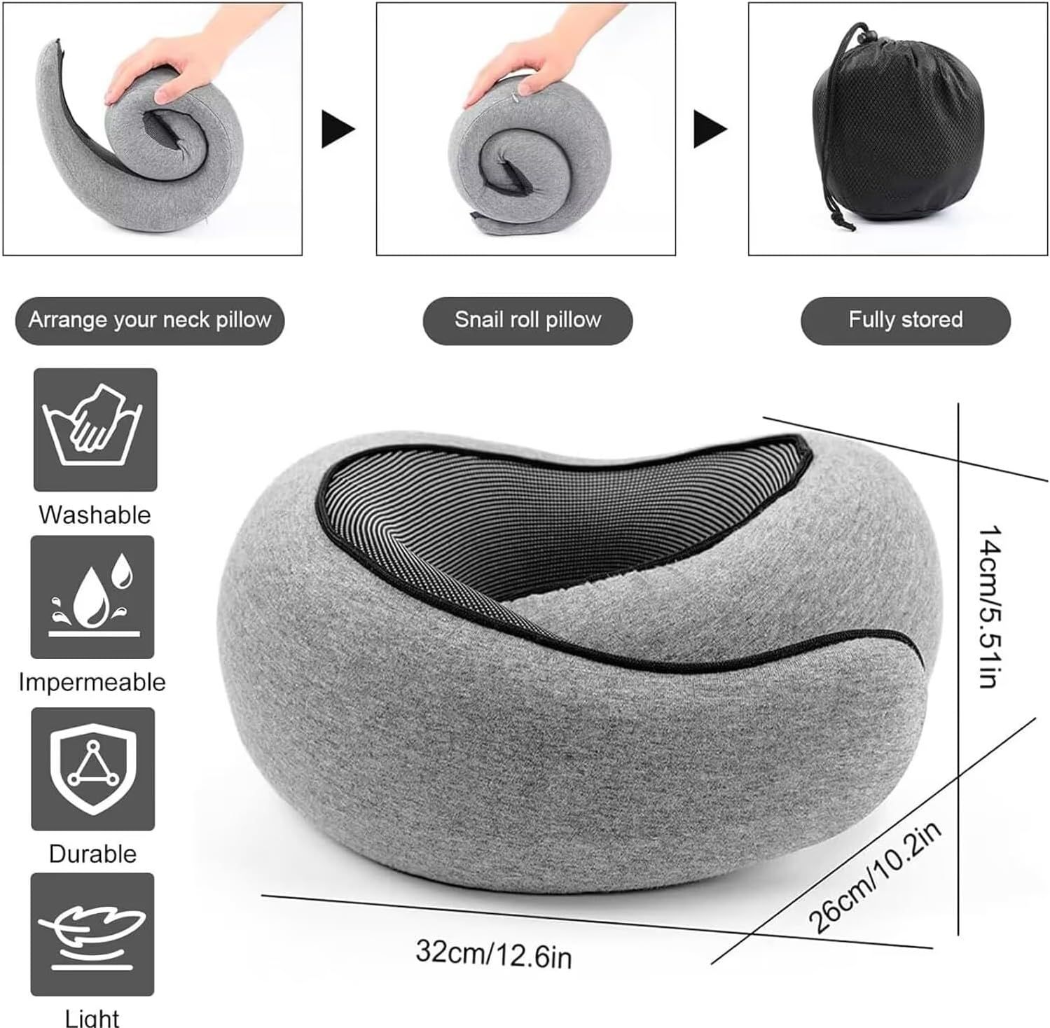 Travel Neck Pillow U-Shaped Memory Cotton for Airplane Sleep and Neck Support Blue - Image 6