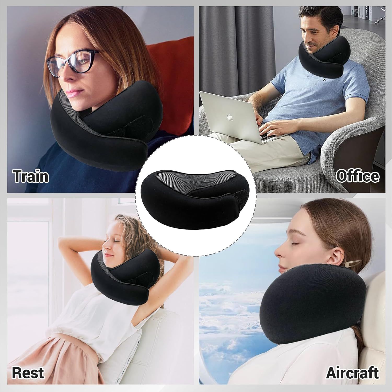 Travel Neck Pillow U-Shaped Memory Cotton for Airplane Sleep and Neck Support Blue - Image 8