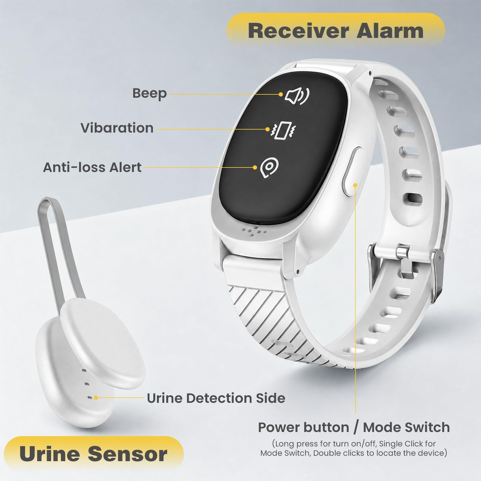 Wireless Bedwetting Alarm for Kids, Watch-Style Bed Wetting Alarm for Boys & Girls, Skin-Friendly Wristband, Vibration & Beep Alerts, High Sensitivity Sensor(Orange) - Image 2