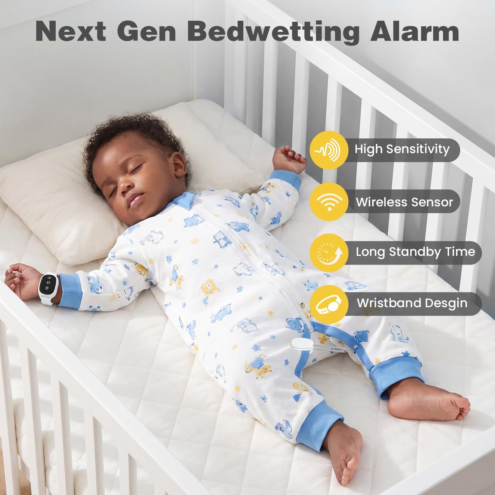 Wireless Bedwetting Alarm for Kids, Watch-Style Bed Wetting Alarm for Boys & Girls, Skin-Friendly Wristband, Vibration & Beep Alerts, High Sensitivity Sensor(Orange) - Image 5