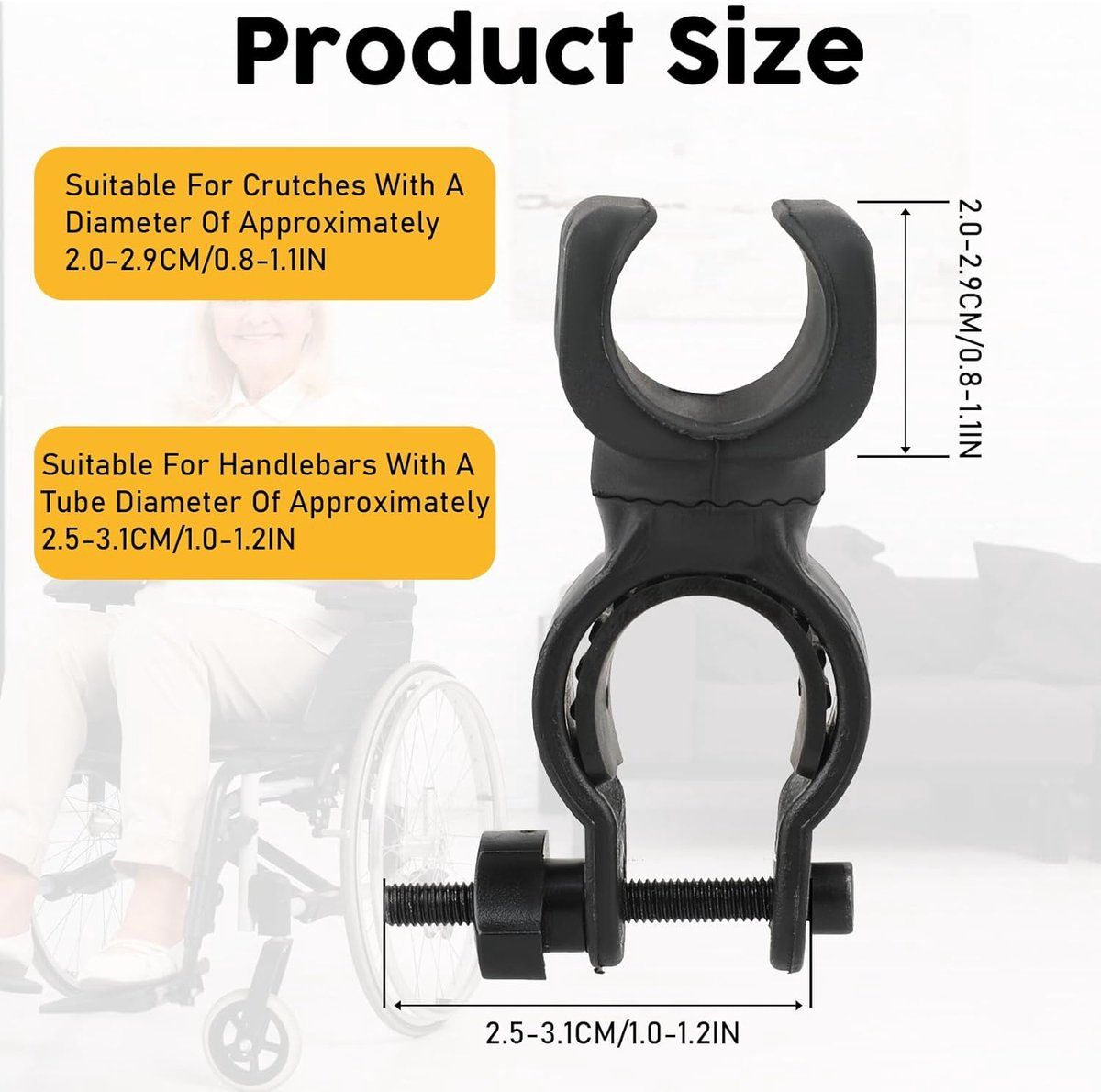 4 Pieces, Cane Holder, Crutch Holder, Universal Crutch Cane Bracket, Walking Stick Holder, Bicycle Clamp, Black - Image 3