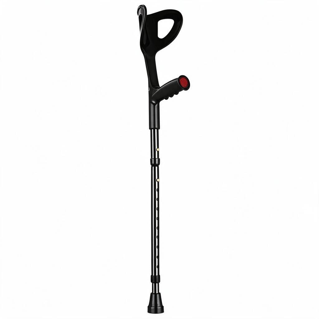 Foldable Aluminium Forearm Crutch Black 10-Level Adjustable Anti-Slip Walking Aid Outdoor Travel