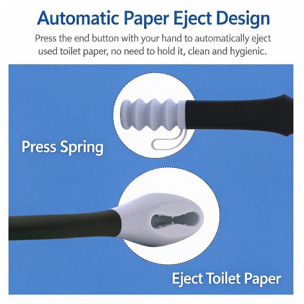 Blue Curved Toilet Paper Wiping Stick Ergonomic No Bend Hygiene Aid for Seniors Bathroom Assist 1pc - Image 5