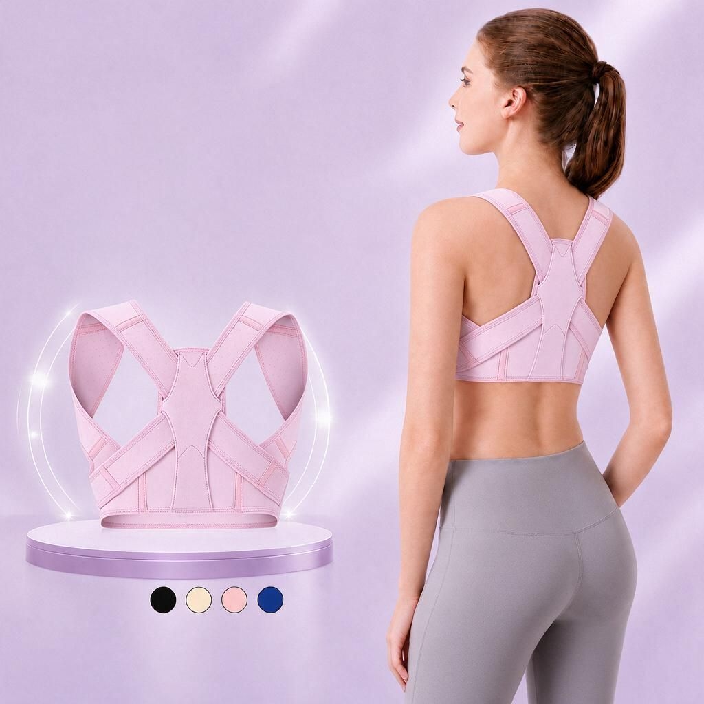 Pink L/XL Back Posture Trainer Shoulder Alignment Strap for Adults Breathable Mesh Desk Work Home Gym