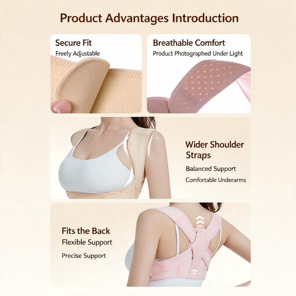 Pink L/XL Back Posture Trainer Shoulder Alignment Strap for Adults Breathable Mesh Desk Work Home Gym - Image 5