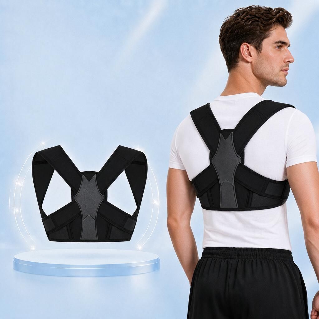 X-Back Posture Corrector for Adults L/XL Black Adjustable Shoulder Support Ease Backache 35-43in Underbust Fit Home Office