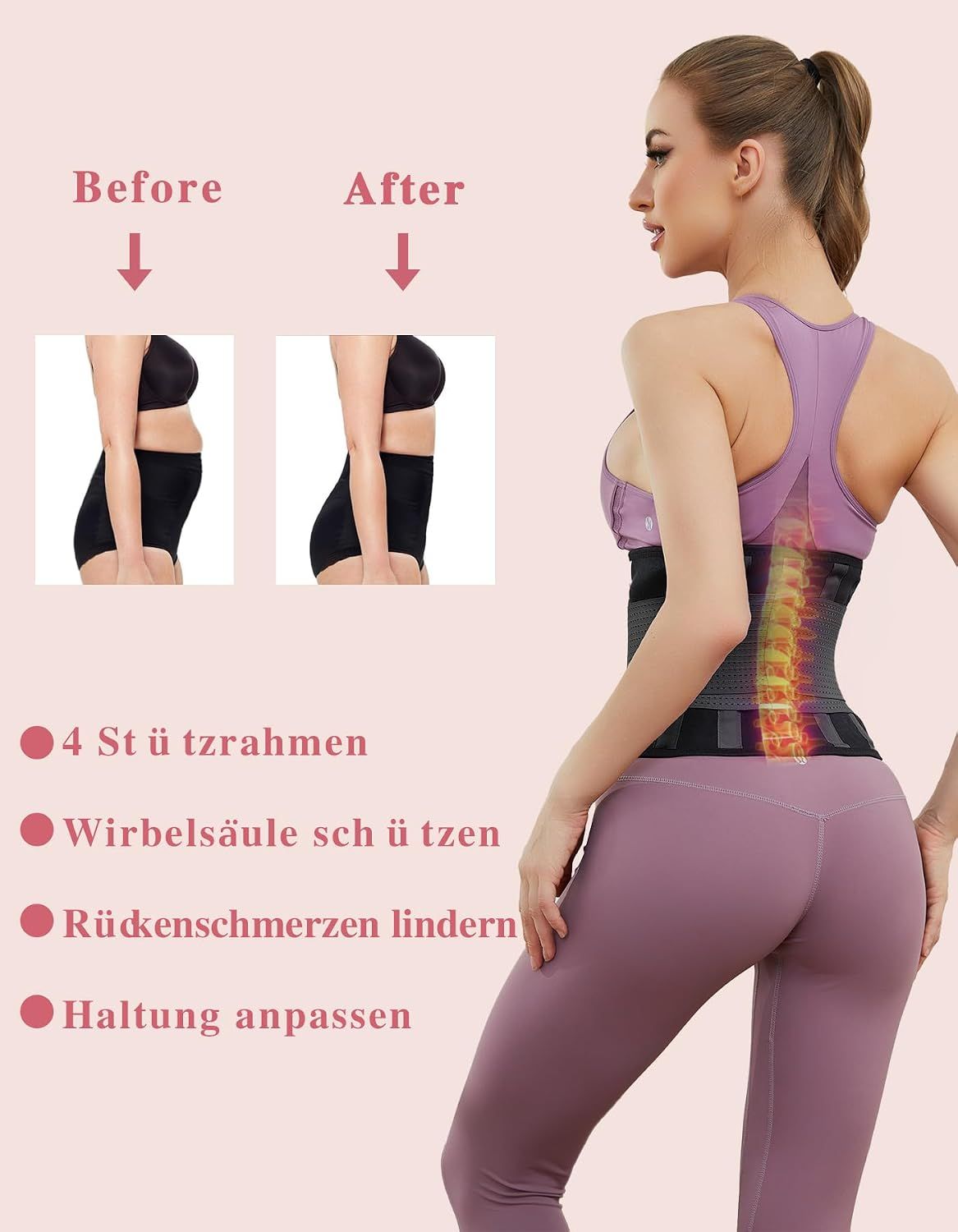 Waist Trainer Belt for Women, Adjustable Slimming Body Shaper with Dual Straps, Back Brace Cincher for Fitness Workout, Unisex - Image 5