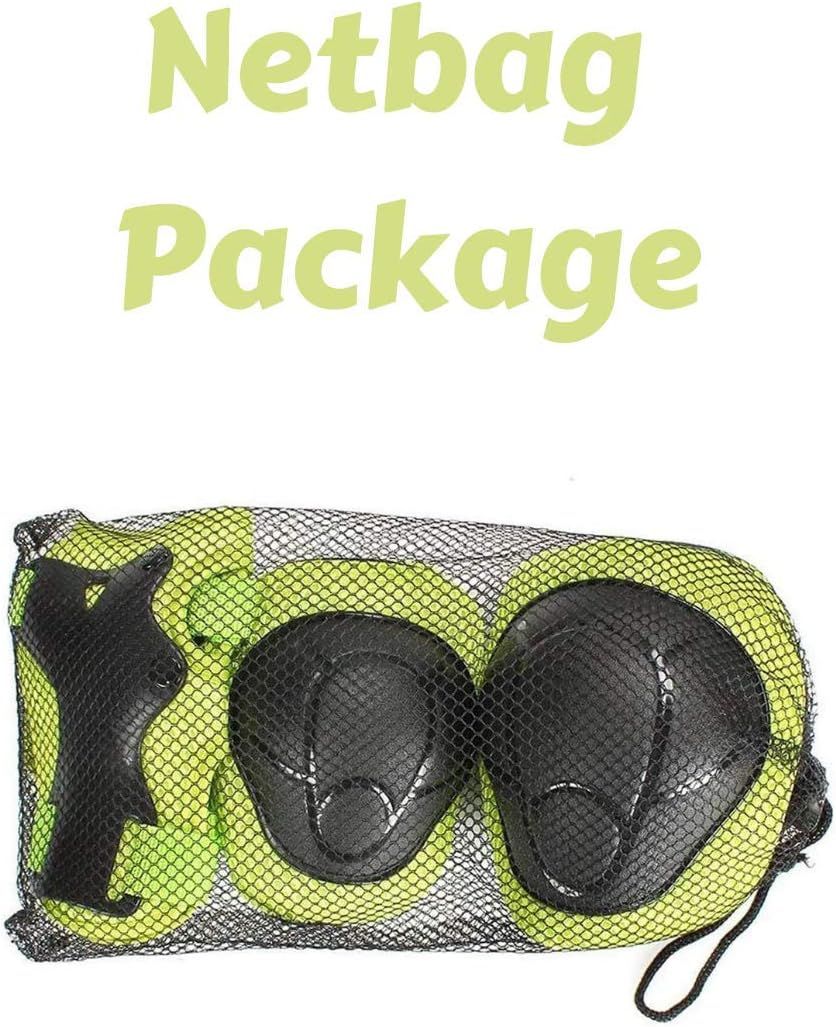 6PCS Kids Protective Gear Set Wrist Guards Knee Pads Elbow Pads for Skateboard Roller Skating Biking Scooter, Size S, Green - Image 6