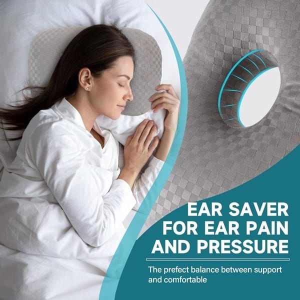 Ear Piercing Pillow for Side Sleepers, Donut Pillow with Ear Hole, Pain Relief Ear Guard Pillow, Grey, 32 x 44cm - Image 3