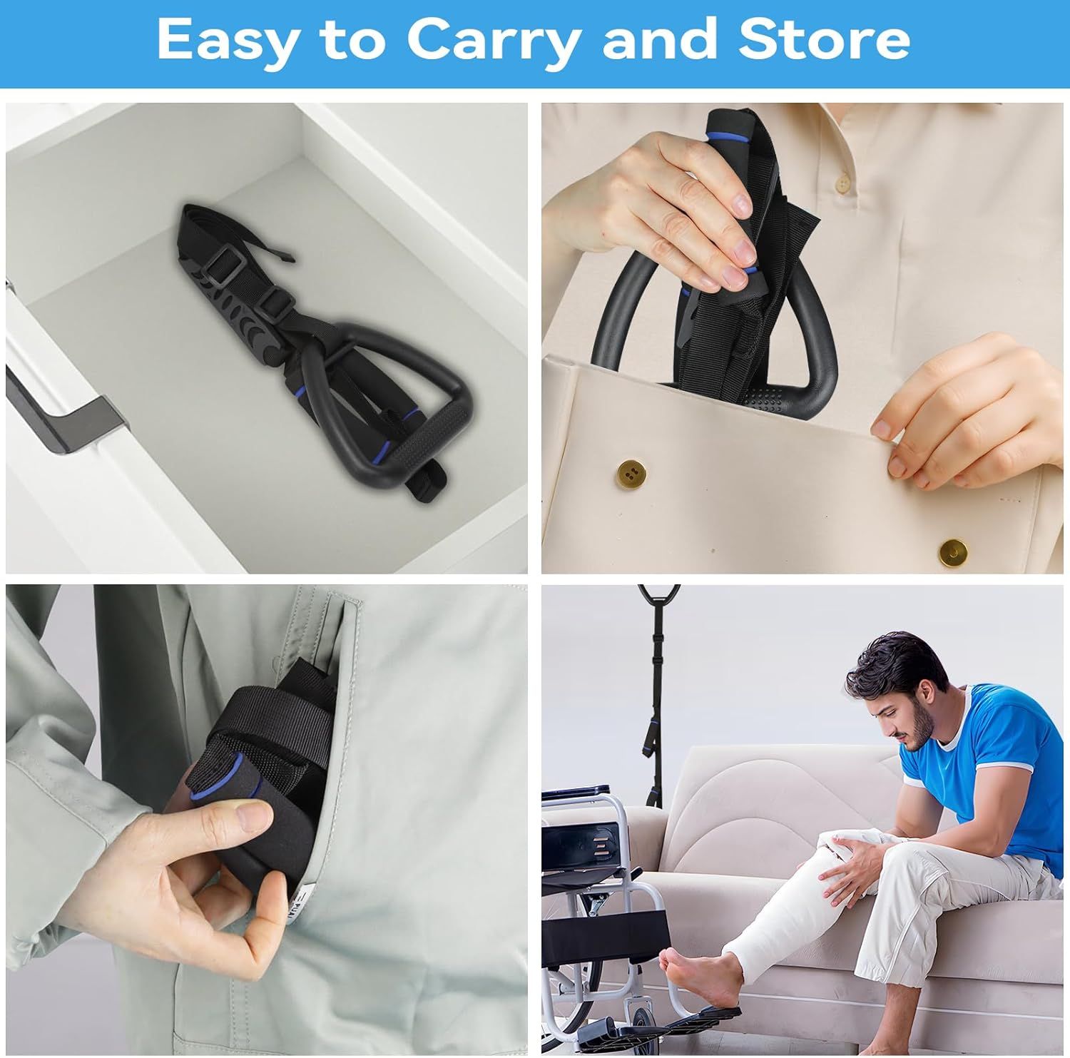 Long Leg Lifter, Leg Lifter Strap Rigid with Large Foot Loop, Legs Strap Lift for Get in and Out of Bed,Car,Wheelchair for Disables and Elderly,Foot Straps,Legs Aid Lift aids (25.5in-56in) - Image 8